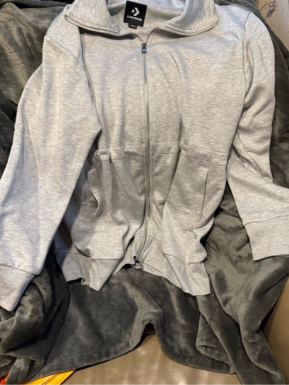 Converse Women’s Light Gray Zip-Up Jacket
